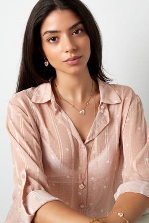 Necklace heart with stones - Gold color/white (Pack with plastic bag) h5 Picture4